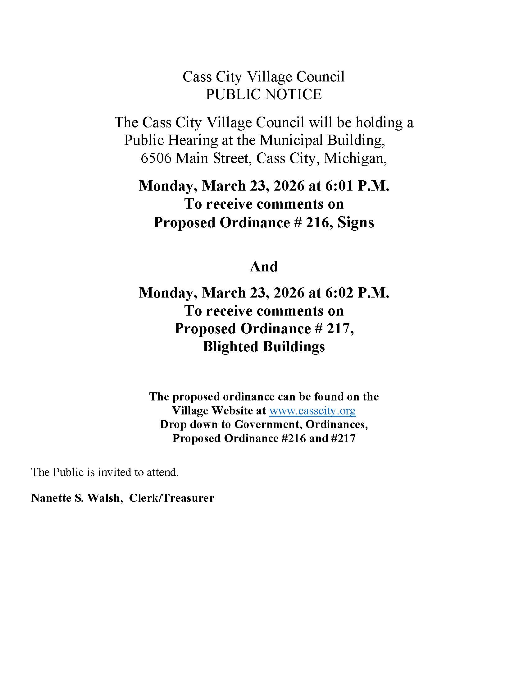 Public Notice March 23 at 6