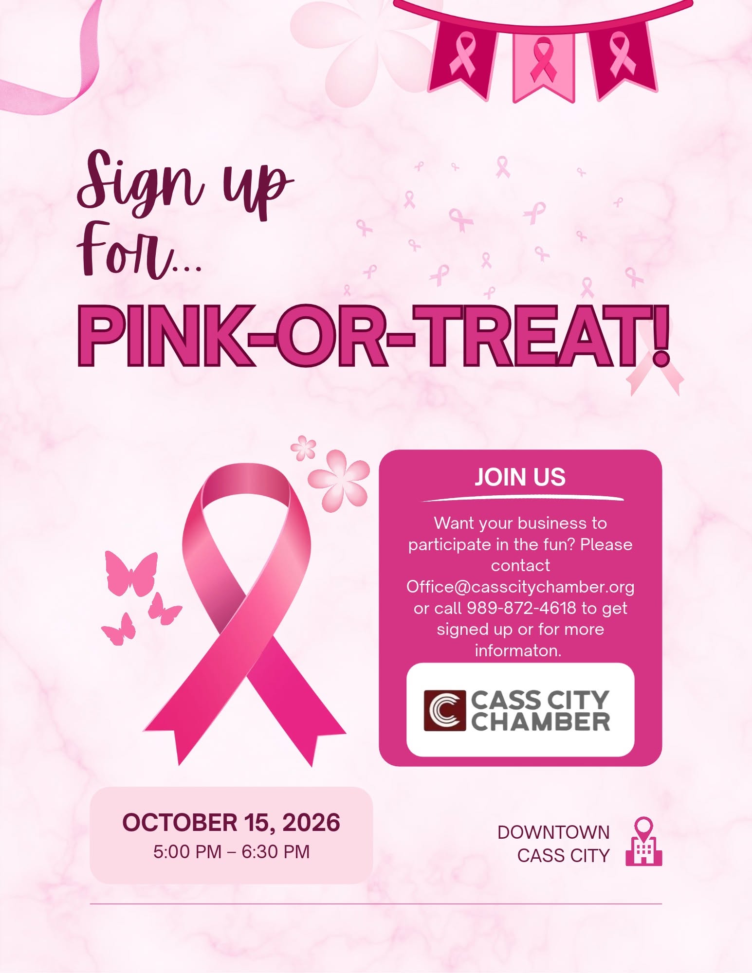 pink or treat flyer
